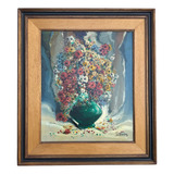 Silvio Pinto Flores Óleo S tela 79x69cm Quadro C Moldura