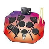 Simhoa Conjunto De Bateria Eletrônica Kit De Bateria Eletrônica Portátil Multiuso Dobrável Com Luzes LED Kits De Bateria De Rolo De Mão Para Meninos E