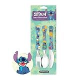 Simonaggio - Conjunto De Talheres Infantil 3 Peças Stitch - 1 Faca- 1 Garfo E 1 Colher - Seguro E Ergonômico - Ideal Para O Dia A Dia