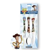 SIMONAGGIO Jogo De Talheres Infantil Disney Kids Toy Story - Kit De Talheres De Aço Inox Com Cabo Plástico Para Bebês - Multicor - 3 Peças
