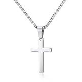 Simple Classic Cross Necklaces Double Sided Cross Silver Color Pendant Girl Short 45 50 6 70 CM Cross With Chain Necklaces Jewelry For Women Men Kids 50 Cm Silver 
