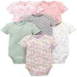 Simple Joys By Carter S Pacote Com 6 Bodies De Manga Curta Para Bebês Meninas Multicolorido Dinossauro Floral Animais Da Floresta Frutas Corações 24 Meses