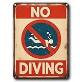Sinal De Piscina Sem Mergulho Placas De Regras De Piscina Sinal De Segurança Para Piscina Decoração De Piscina Ao Ar Livre Para Quintal Praia Engraçado Vintage Metal Estanho Sinais De Aviso