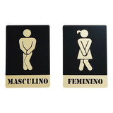 Sinalização Para Porta De Banheiro Em Acrílico Kit C 2 Pçs