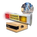 Sinalizador De Garagem BRANCO Em LED BIVOLT Entrada E Saída De Veículos Com Alerta BIP Sonoro E Visual Com FOTOCELULA