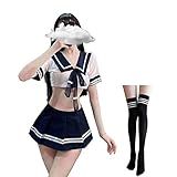 SINROYEE Lingerie Feminina Sexy Roupas De Estudantes Lingerie Roleplay Cosplay Sailor Fantasias Com Meias Adoráveis 7962 L 120 150 Lbs 
