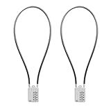 SISAV 50 Cm 20 Polegadas Longo Cabo Trancas 4 Dígitos Combinação Combinação Reconfigurável Trava De Cabo De Segurança Bagagem Mala Arma Capacete Prata 2 Unidades