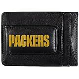Siskiyou Sports Porta Dinheiro E Cartão De Couro Com Logotipo NFL Green Bay Packers Preto