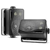 Sistema De Alto-falante De 3 Vias Mini Caixa - Alto-falantes De Suporte De Nível Marítimo De 9-5 Cm 200 Watts à Prova De Intempéries - Em Uma Grade De Cercado ABS Resistente - Casa- Barco- Piscina- Pátio Uso Interno Ao Ar Livre - Pyle PLMR24B -preto-- Unitário- Preto