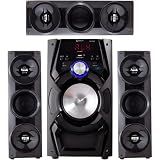Sistema De Som Bluetooth- Mini System 50W- 4 Caixas De Som- Controle Remoto- USB- FM- Preto- 40cm X 21-5cm