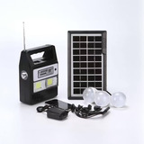 Sistema Luz Solar Portatil Radio Mp3 Leitor Usb E 3 Lampada