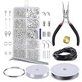 SIUKE Kit Para Fazer Joias Jóias Fazendo Kit Descobertas Jóias Starter Set Jóias Beading Fazer E Reparar Ferramentas Alicates Grânulos De Prata Fio De Arranque Ferramenta