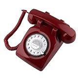 SIXDEFLY Telefone Retrô Telefone Fixo Clássico Vintage Antigo Com Função De Discagem Para Decoração De Casa E Escritório Vermelho