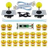 SJ JX Kit De Teclado Mecânico Para 2 Jogadores LED Fliperama Raspberry Pi Botão LED Controle De Joystick De Luta Zero Atraso Codificador USB Retropie