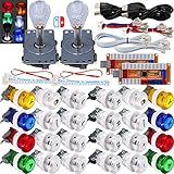 SJ JX Lâmpada LED Para Controle Arcade Game Placa Codificadora USB Gamepad Microinterruptor Botão De Luz De 8 Direções Joystick De LED Para Nintendo Switch PC PS3 Retropie Raspberry Pi MAME