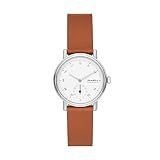 Skagen Relógio Feminino Kuppel Lille Com Duas Mãos Pulseira De Couro Marrom Modelo SKW3103 Marrom