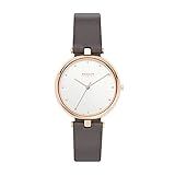 Skagen Relógio Feminino Tanja De Couro Cinza Com Três Mãos Modelo SKW2828 Cinza