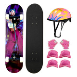 Skate Board Montado Profissional Kit Proteção