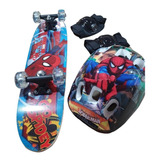 Skate Com Kit Proteção Infantil Homem Aranha Marvel Prancha