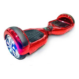 Skate Eletrico Hoverboard Led 6 Polegadas Vermelho Cromado