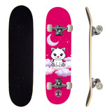 Skate Feminino Rosa Menina Pro 1 Semi profissional 100kg Street Cat Life Dreams
