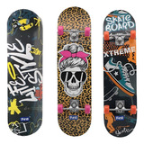 Skate Infantil Caveira Semi Profissional Criança Radical