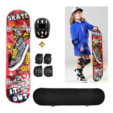 Skate Infantil Completo Montado   Kit Proteção Completo