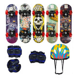 Skate Infantil Criança   Capacete Kit Proteção Esqueite Skat