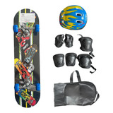 Skate Infantil Estampado C Kit De Proteção Criança