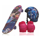 Skate Infantil Frozen 61cm Capacete Joalheira 12x S Juros