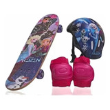 Skate Infantil Frozen Kit De Segurança