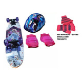 Skate Infantil Frozen   Kit Segurança Completo