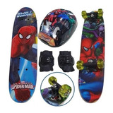 Skate Infantil Homem Aranha Com Kit