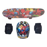 Skate Infantil Homem Aranha E Vingadores Com Kit Proteção