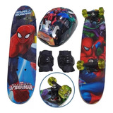 Skate Infantil Homem aranha  Kit De Segurança