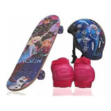 Skate Infantil Menina Frozen   Kit Proteção
