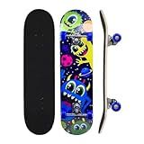 Skate Infantil Montado Com Lixa 7 Lâminas Brinquedo Radical Planets