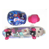 Skate Infantil Rosa Frozen Com Kit