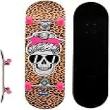 Skate Infantil Semi Profissional Estampa De Caveira E Oncinha Suporta Até 50 Kg
