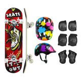 Skate Infantil Shape Madeira 79cm Até 70kg Rio kit Proteção