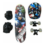 Skate Infantil Vingadores Capacete E Joalheira