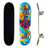 Skate Montado Completo Street Semi Profissional Pro 1 Maple Azul Astronauta 100kg Life Dreams