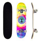 Skate Montado Completo Street Semi Profissional Pro 1 Maple Colorido Tie dye 100kg Life Dreams