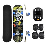 Skate Semi Pro Infantil Capacete Joelheira Cotoveleira