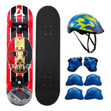 Skate Semi Profissional Para Iniciante Infantil Kit Proteção
