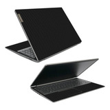 Skin Adesiva Pelicula Para Notebook Lenovo Ideapad S145 Cor Fibra De Carbono Preta