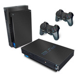 Skin Para Ps2 Fat Adesivo Fibra De Carbono Preto