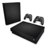 Skin Para Xbox One X Adesivo Aço Escovado Preto
