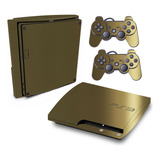 Skin Ps3 Slim Adesivo Pelicula Metalico Brilho Gold