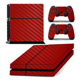 Skin Ps4 Fat Adesivo Película Playstation 4 Carbono Vermelho